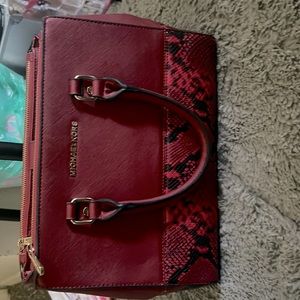 Michael Kors, red with red snake skin, multi pocket purse